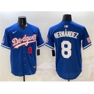 Men's Los Angeles Dodgers #8 Enrique Hernández Royal With American Flag Patch Limited Stitched Baseball Jersey