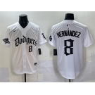 Men's Los Angeles Dodgers #8 Enrique Hernández White 2025 LA Gothic Style With 2024 World Series Champions Patch Vapor Premier Limited Stitched Baseball Je