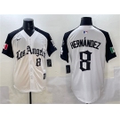 Men's Los Angeles Dodgers #8 Enrique Hernández White Black Mexico 2025 LA Gothic Style With Fernando Patch Vapor Premier Limited Stitched Baseball Jersey