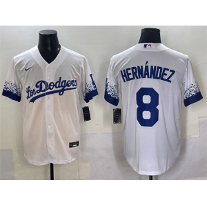 Men's Los Angeles Dodgers #8 Enrique Hernández White City Connect Cool Base Stitched Jersey