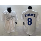 Men's Los Angeles Dodgers #8 Enrique Hernández White Fashion Cool Base Stitched Baseball Jersey