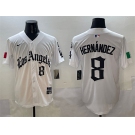 Men's Los Angeles Dodgers #8 Enrique Hernández White Mexico 2025 LA Gothic Style With Fernando Patch Vapor Premier Limited Stitched Baseball Jersey