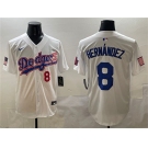 Men's Los Angeles Dodgers #8 Enrique Hernández White With American Flag Patch Limited Stitched Baseball Jersey