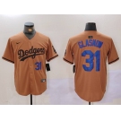 Men's Los Angeles Dodgers #8 Kike Hernandez Number Olive Cool Base Limited Stitched Jersey