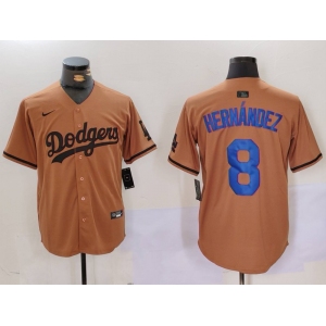 Men's Los Angeles Dodgers #8 Kike Hernandez Olive Cool Base Limited Stitched Jersey