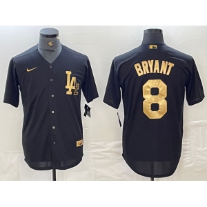 Men's Los Angeles Dodgers #8 Kobe Bryant Black Gold Cool Base Stitched Jersey