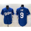 Men's Los Angeles Dodgers #9 Gavin Lux Blue Cool Base Stitched Baseball Jersey