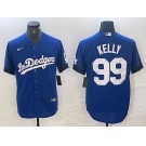 Men's Los Angeles Dodgers #99 Joe Kelly Blue 2021 City Connect Cool Base Stitched Jersey