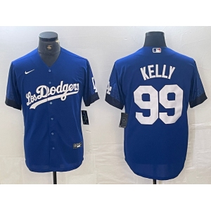 Men's Los Angeles Dodgers #99 Joe Kelly Blue 2021 City Connect Cool Base Stitched Jersey