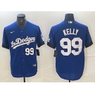 Men's Los Angeles Dodgers #99 Joe Kelly Number Blue 2021 City Connect Cool Base Stitched Jerseys