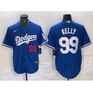 Men's Los Angeles Dodgers #99 Joe Kelly Number Blue Stitched Cool Base Nike Jerseys