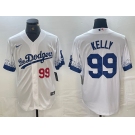 Men's Los Angeles Dodgers #99 Joe Kelly Number White 2021 City Connect Cool Base Stitched Jersey