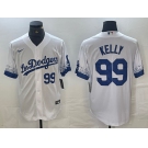 Men's Los Angeles Dodgers #99 Joe Kelly Number White 2021 City Connect Cool Base Stitched Jerseys