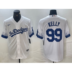 Men's Los Angeles Dodgers #99 Joe Kelly White 2021 City Connect Cool Base Stitched Jersey