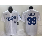 Men's Los Angeles Dodgers #99 Joe Kelly White Stitched Cool Base Nike Jersey