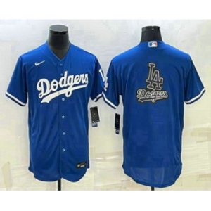 Men's Los Angeles Dodgers Big Logo Blue Flex Base Stitched Baseball Jersey