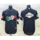 Men's Los Angeles Dodgers Big Logo Mexico Black Cool Base Stitched Baseball Jersey9