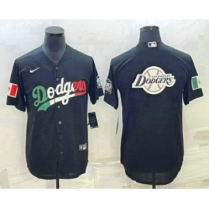 Men's Los Angeles Dodgers Big Logo Mexico Black Cool Base Stitched Baseball Jersey9