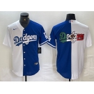 Men's Los Angeles Dodgers Big Logo White Blue Two Tone Stitched Baseball Jerseys