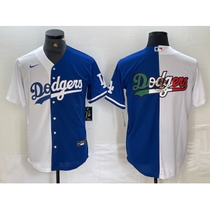 Men's Los Angeles Dodgers Big Logo White Blue Two Tone Stitched Baseball Jerseys