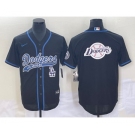 Men's Los Angeles Dodgers Black Team Big Logo With Patch Cool Base Stitched Baseball Jersey2