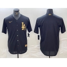 Men's Los Angeles Dodgers Blank Black Gold Cool Base Stitched Jersey