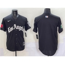 Men's Los Angeles Dodgers Blank Black Mexico 2025 LA Gothic Style With Fernando Patch Vapor Premier Limited Stitched Baseball Jersey