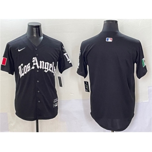Men's Los Angeles Dodgers Blank Black Mexico 2025 LA Gothic Style With Fernando Patch Vapor Premier Limited Stitched Baseball Jersey