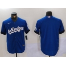 Men's Los Angeles Dodgers Blank Blue City Connect Cool Base Stitched Baseball Jersey