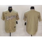 Men's Los Angeles Dodgers Blank Cream Pinstripe Stitched Cool Base Nike Jersey