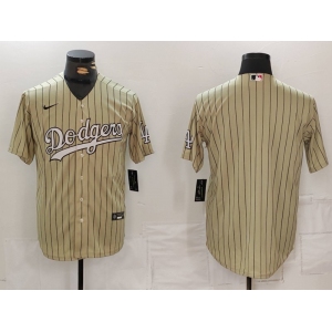 Men's Los Angeles Dodgers Blank Cream Pinstripe Stitched Cool Base Nike Jersey