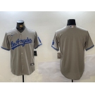 Men's Los Angeles Dodgers Blank Grey With los Cool Base Stitched Jersey