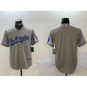 Men's Los Angeles Dodgers Blank Grey With los Cool Base Stitched Jersey