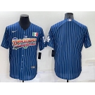 Men's Los Angeles Dodgers Blank Navy Blue Pinstripe Mexico Cool Base Nike Jersey