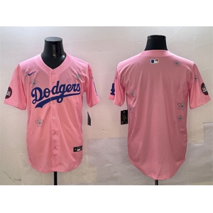 Men's Los Angeles Dodgers Blank Pink 2025 Tokyo Series Limited Stitched Baseball Jersey