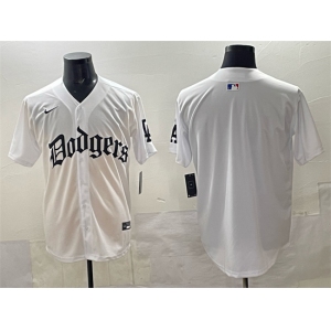 Men's Los Angeles Dodgers Blank White 2025 LA Gothic Style Vapor Premier Limited Stitched Baseball Jersey