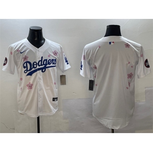 Men's Los Angeles Dodgers Blank White 2025 Tokyo Series Limited Stitched Baseball Jersey