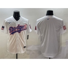 Men's Los Angeles Dodgers Blank White With American Flag Patch Limited Stitched Baseball Jersey