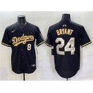 Men's Los Angeles Dodgers Front #8 Back #24 Kobe Bryant Black Gold Limited Stitched Baseball Jersey