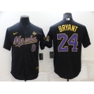 Men's Los Angeles Dodgers Front #8 Back #24 Kobe Bryant Black 'Mamba' Throwback With KB Patch Cool Base Stitched Jersey