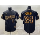 Men's Los Angeles Dodgers Front #8 Back #24 Kobe Bryant Black With KB Patch Stitched Jersey