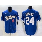 Men's Los Angeles Dodgers Front #8 Back #24 Kobe Bryant Blue Gold Cool Base Stitched Baseball Jersey
