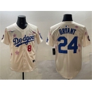 Men's Los Angeles Dodgers Front #8 Back #24 Kobe Bryant Cream 2025 Tokyo Series Limited Stitched Baseball Jersey