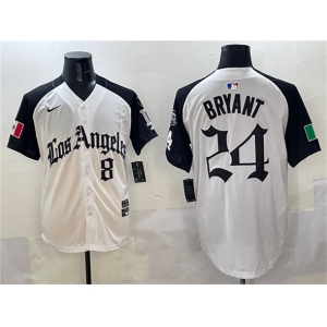 Men's Los Angeles Dodgers Front #8 Back #24 Kobe Bryant White Black Mexico 2025 LA Gothic Style With Fernando Patch Vapor Premier Limited Stitched Baseball