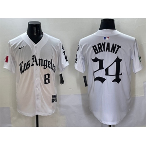 Men's Los Angeles Dodgers Front #8 Back #24 Kobe Bryant White Mexico 2025 LA Gothic Style With Fernando Patch Vapor Premier Limited Stitched Baseball Jerse