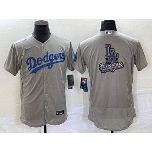 Men's Los Angeles Dodgers Gray Team Big Logo Flex Base Stitched Baseball Jersey 1