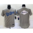 Men's Los Angeles Dodgers Gray Team Big Logo Flex Base Stitched Baseball Jersey