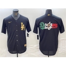 Mens Los Angeles Dodgers Team Big Logo Black Cool Base Stitched Baseball Jersey