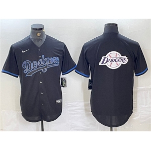 Men's Los Angeles Dodgers Team Big Logo Black Fashion Stitched Baseball Jersey