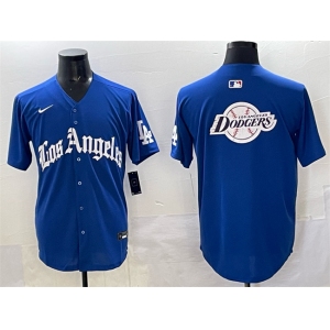 Men's Los Angeles Dodgers Team Big Logo Blue 2025 LA Gothic Style With Fernando Patch Vapor Premier Limited Stitched Baseball Jersey